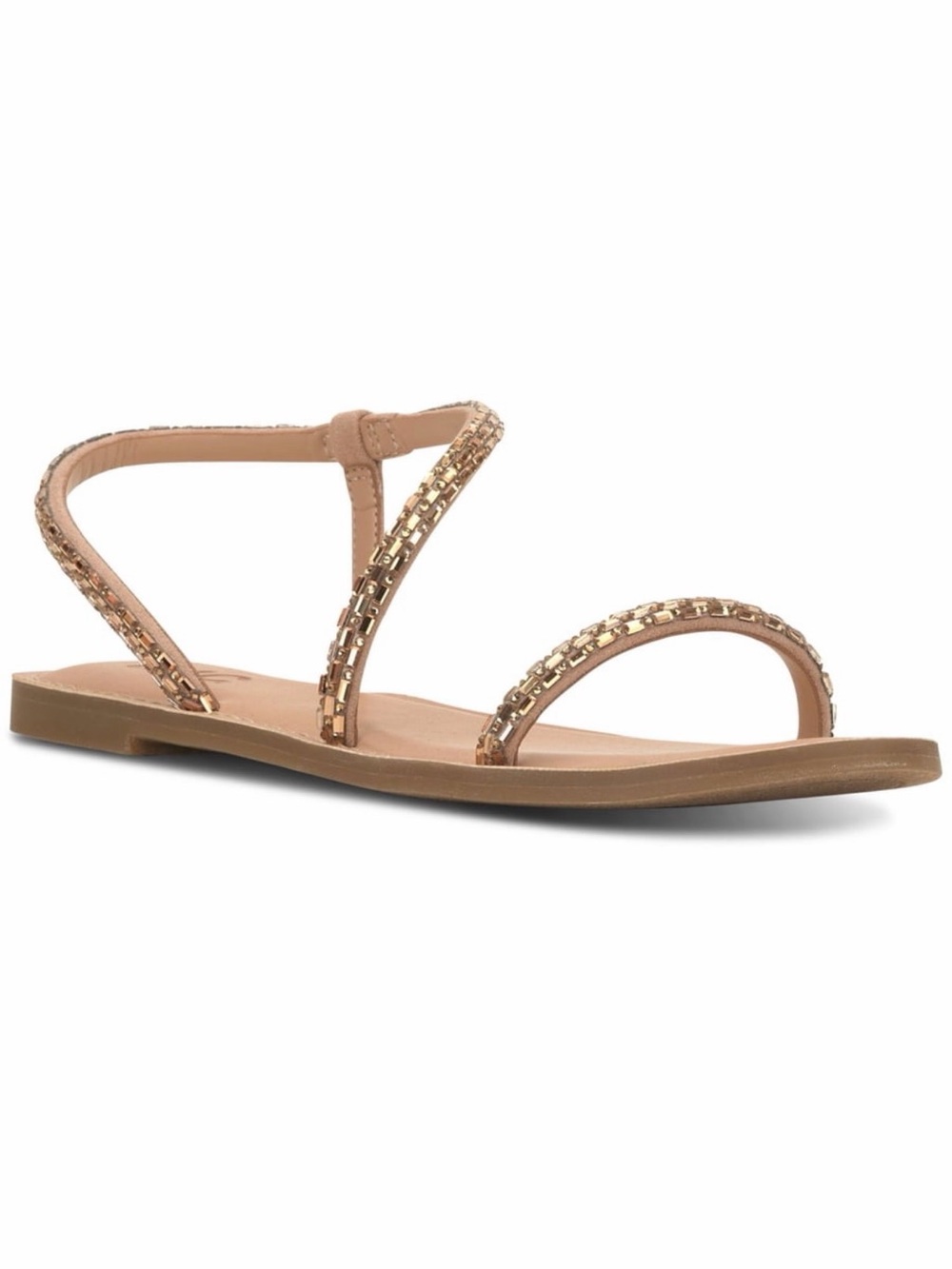 INC Mahlah Flat Strappy Sandals Bronze Beaded Women's - Size 6.5M